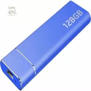 외장 하드 드라이브 128GB 휴대용 솔리드 스테이트 Windows PC Mac 노트북과 호환되는 초슬림 SSD 블루