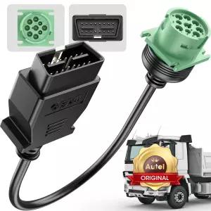 Autel 오리지널 OBD2 남성용 9핀 J1939 여성 어댑터 케이블 OBDII에서 그린 대형 트럭 및 볼보와 같은 상용