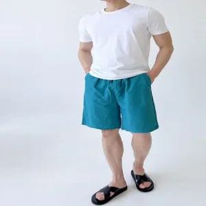 남여 워크 커플 반바지 비치 팬츠 밴딩 N35M 남여공용 남여 커플 바지 면바지