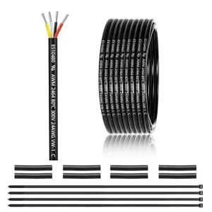LED 조명 실외 저전압 연장 케이블 자동차 등을 위한 24 게이지 4 도체 전선 25FT UL 2464 AWG 주석 구리
