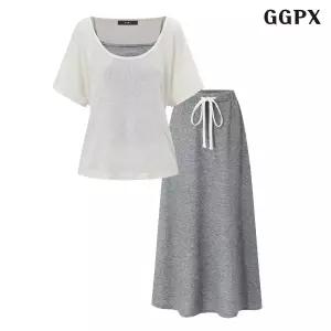 [GGPX]레이어드 니트 롱 스커트 쓰리피스 셋업 (GQBOW113D)