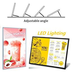 초슬림 LED  라이트 박스 A2 A3 A4 유리 디자인 간편 포스터 교체 프레임 상점, 레스토랑, 극장용