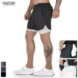 텐제로 러닝패션 남성 5부 반바지레깅스 조깅팬츠 이너포켓 수건걸이 헬스 자전거 등