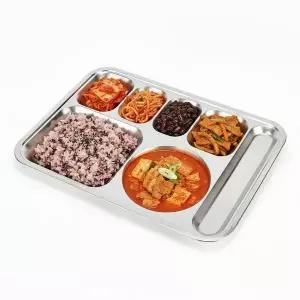 군대식판 단체급식 후지수저 성인 4찬 스텐식판 구내식당 병원