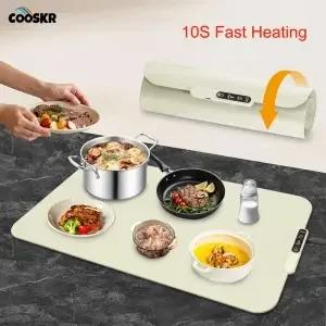 전기 히팅 플레이트 음식 워머 매트 실리콘 식탁 빠른 가열 커피 히터 트레이 접이식
