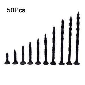 고강도 건식 벽체 나사, 셀프 태핑 목공 연장 경화 블랙 석고 보드 크로스 M3.5, 50 개