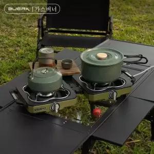 강염스토브 캠핑 버너 BUERK 스토브 더블 휴대용 화력 접이식 캠프 가스 야외 바베큐 요리 세트 피크닉