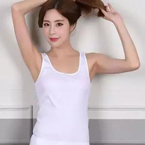 [트라이]트라이 사계절 순면 나시 백색 여자 런닝 여성 끈나시-WD6B742