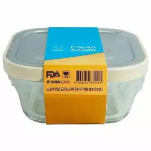 [셀러허브]오븐락 스텐 내열글라스팩 정사각형 3호 800ml(875581) (S41562465)