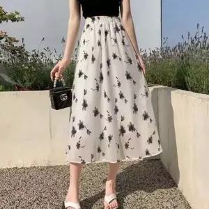 [하프클럽/]데일리 여성 롱 스커트 쉬폰 플라워 스커트 여름 밴딩 치마