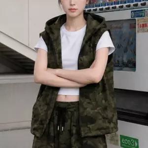 여성 카모 패턴 밀리터리 양방향 지퍼 후드 아우터 데일리 베스트