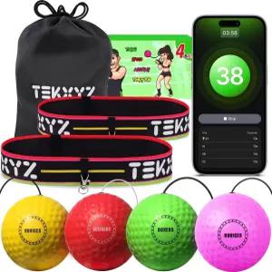 카운터 앱이 있는 TEKXYZ 리플렉스 볼 패밀리 팩 복싱 위한 온라인 커뮤니티 코디네이션 펀칭 스트레스