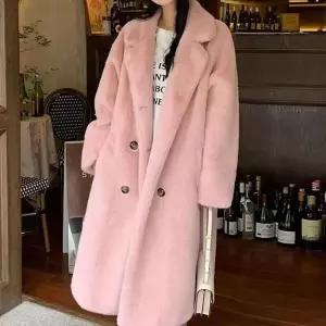 더벨러리 여성 루즈핏 퍼 롱 코트 BKC4516 부드러운 베어 더블 덤블