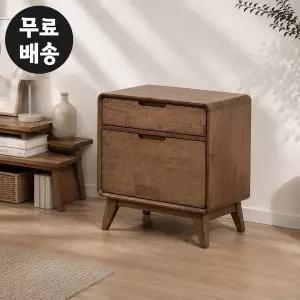 [벤티스가구]조엘 프리미엄 라운드 서랍장 원목 높은 2단 미니 서랍 옷 체스트 안방 낮은 600 월넛