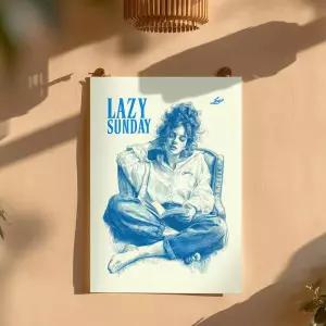 /디어프랭키 lazy sunday - 카페 감성 드로잉st 인테리어 포스터 - A3