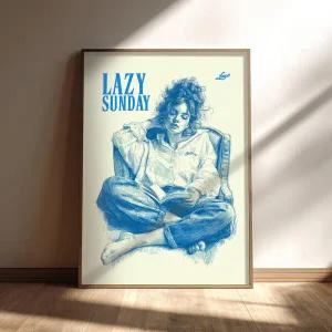 /디어프랭키 lazy sunday - 카페 감성 드로잉st 인테리어 포스터 - 50x70