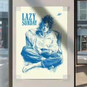 /디어프랭키 lazy sunday - 카페 감성 드로잉st 인테리어 포스터 - A2