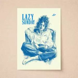 /디어프랭키 lazy sunday - 카페 감성 드로잉st 인테리어 포스터 - A4
