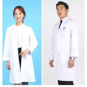 약사 사계절용 의사가운 영양사 치과가운 백색 여성 물리치료사