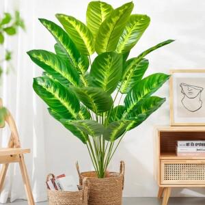 65-125cm/47.2in 대형 열대 야자수 가짜 바나나 식물 잎 홈 가든을 실제 터치 Strelitzia Reginae 플라스틱