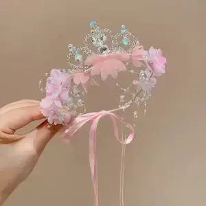 우아한 꽃 화환 요정 크라운 머리띠 공주 라인 석 머리 후프 생일 웨딩 헤어 밴드 셀로