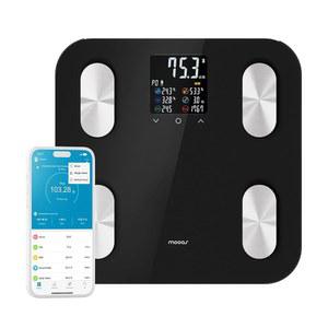 무아스 스마트 체중계 체중계 BMI 체지방 근육량 구성을 갖춘 디지털 욕실 가정용 스마트폰 앱용 LCD 정확한 와이파이 블루투스 396파운드(블랙)