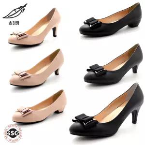 [3cm 5cm 7cm 빅사이즈 255mm-270mm] 국내제작 가볍고 발볼편한 리본장식 여성 큰발 펌프스 통굽 정장구두 NA 303-703