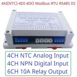 14CH 다기능 RS485 네트워크 버스 NTC 온도 수집기, 4AI-4DI-6DO Modbus RTU PLC 원격 IO 아날로그 디지털