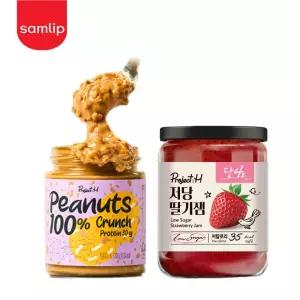 프로젝트H 리치피넛버터 크런치200g 1병+저당 딸기잼220g 1병