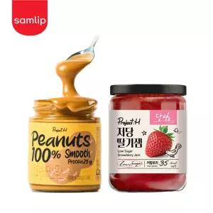 프로젝트H 리치피넛버터 스무스200g 1병+저당 딸기잼220g 1병