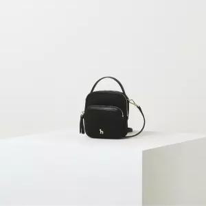(CRYSTAL PUPPY) 블랙 나일론 더블지퍼 큐빅장식 크로스 미니백 HIWA2F430BK