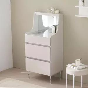 [아트박스]/플랜데코 노바 크리스탈 하이그로시 LED 조명 화장대 서랍장