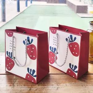 딸기 쇼핑백 (12개세트)/선물/포장/선물용/답례품/종이/가방/손잡이/상자/용품/특대/도시락/고급/작은/소형