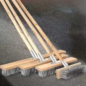 야외청소 찌든때제거 스테인리스 스틸 브러시 마당 빗자루 제거 원목손잡이 마루브러쉬 이끼게거