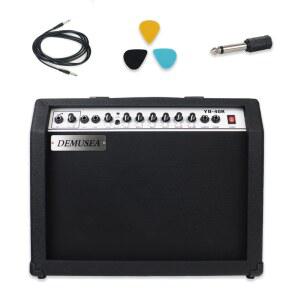 40W 블랙 기타 앰프 콤보 밴드 연습 앰프 듀얼 입력 지연 리버브 트레블 미들 베이스 게인 및 마이크.AUX.6.5인치 스피커 110-240V 50-60HZ. 오버드라이브 클리어를 위한 2채널