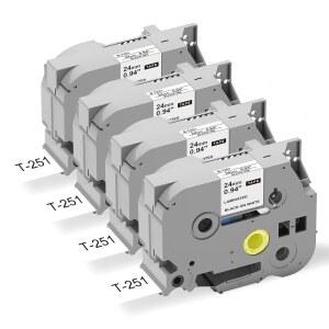 라벨 메이커 Tz 테이프 24mm 0.94 라미네이트 화이트, 1인치 브라더 Tze-251, 블랙 온 화이트 리필, P Touch PT-D600 PT-D610BT P710BT P700 4팩 지원
