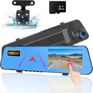 차량용 45인치 후방 뷰 미러 카메라 64G TF 카드 080P IPS 화면/루프 녹화/50° 와이드 엔젤/나이트