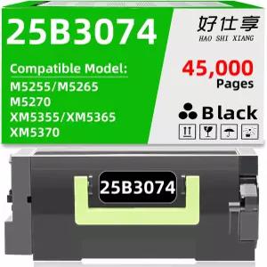 HAO SHIANE 25B3074 Lexmark M5255 M5270 XM5355 레이저 프린터(25B3074-1팩-45000페이지)와 호환되는