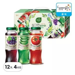 웅진식품 자연은 싱그런 음료세트 병 180ml 12개 4세트 토마토 포도 알로에)