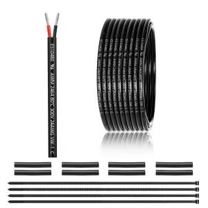 LED 조명 실외 저전압 연장 케이블 자동차 등을 위한 24 게이지 2 도체 전선 25FT UL 2464 AWG 주석 구리