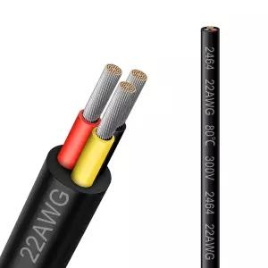 22 게이지 3 도체 전선 16.5피트 2464 22AWG 케이블 블랙 PVC 연접 주석 도금 구리 22/3 코드 연장 저전압