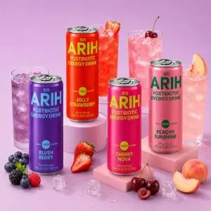 ARIH 아리 듀얼 바이오틱 에너지드링크 355ml 24캔 (피치선샤인 6캔 + 체리노바 6캔 + 블러시베리 6캔 + 졸리스트로베리 6캔) 
