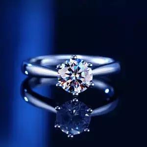 클래식 6 프롱 다이아몬드 반지 D 컬러 Moissanite VVS 라운드 컷 랩 여성용 약혼 웨딩 밴드 쥬얼리