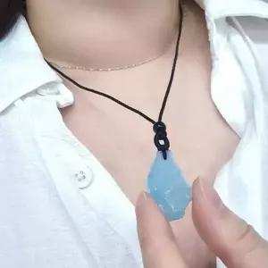 아쿠아마린 목걸이 팬던트 목걸이 원석 데일리 여성 스톤 블루스...