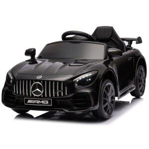 위나도 12V 차량 탑승 라이선스 메르세데스 벤츠 AMG GTR 배터리 구동 전기 자동차 부모 리모컨 와이드 좌석 LED 조명 열 수 있는 문 MP3 플레이어 부드러운 시동 3단 - 검은색