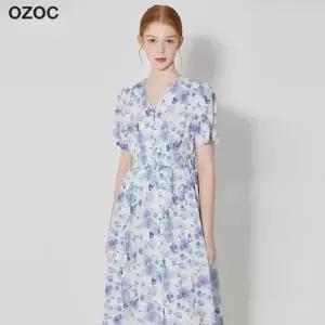 [오조크(OZOC)] 오픈 프린트 플라워 원피스 (택가격: 99000원)