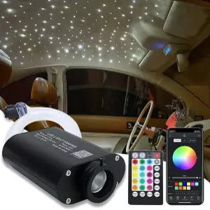AMKI 16W 광섬유 조명 스타라이트 헤드라이너 키트 APP/원격 제어 사운드 활성화 모드 자동차 및 가정 장식