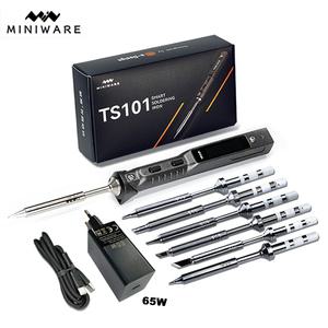 Miniware 전기 납땜 다리미, 온도 프로그래밍 LCD, TS101, 65W, 팁 세트 포함,  업그레이드