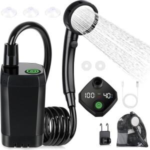 캠핑용 휴대용 샤워기, 하이킹, 여행, 자동차용 지능형 LED 디스플레이가 장착된 Spopal 6000mAh 충전식