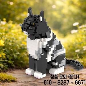 703개 부품 블랙 화이트 고양이 피규어 모델 빌딩 14세 이상 DIY 교육용 조립 소녀 전시 장난감 생일 맞춤